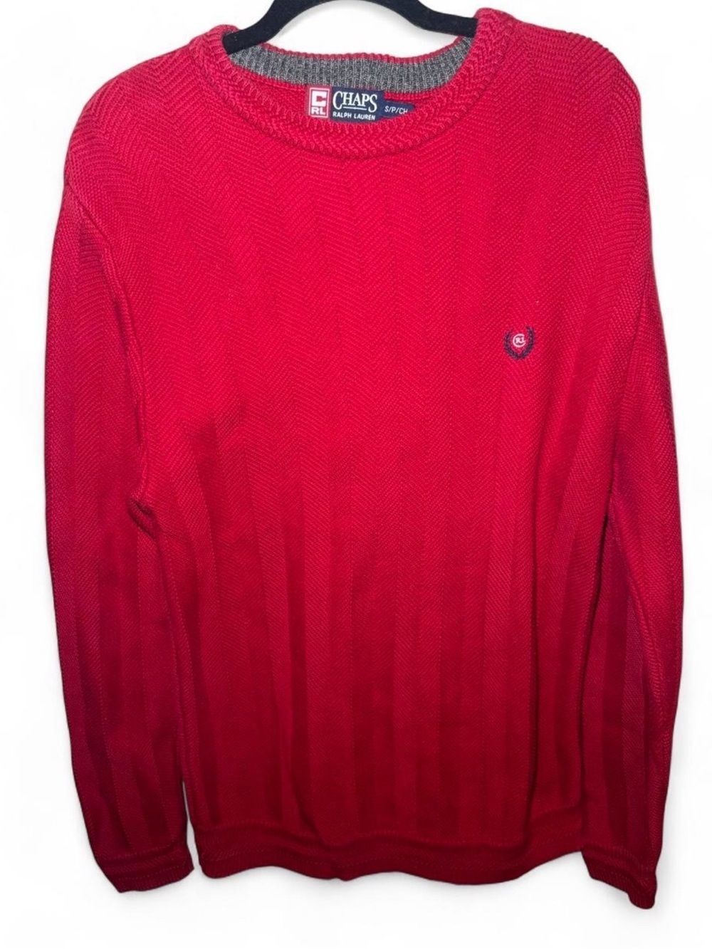 Chaps Ralph Lauren Men's Red Crewneck Sweater Knit Vtg Style Pullover